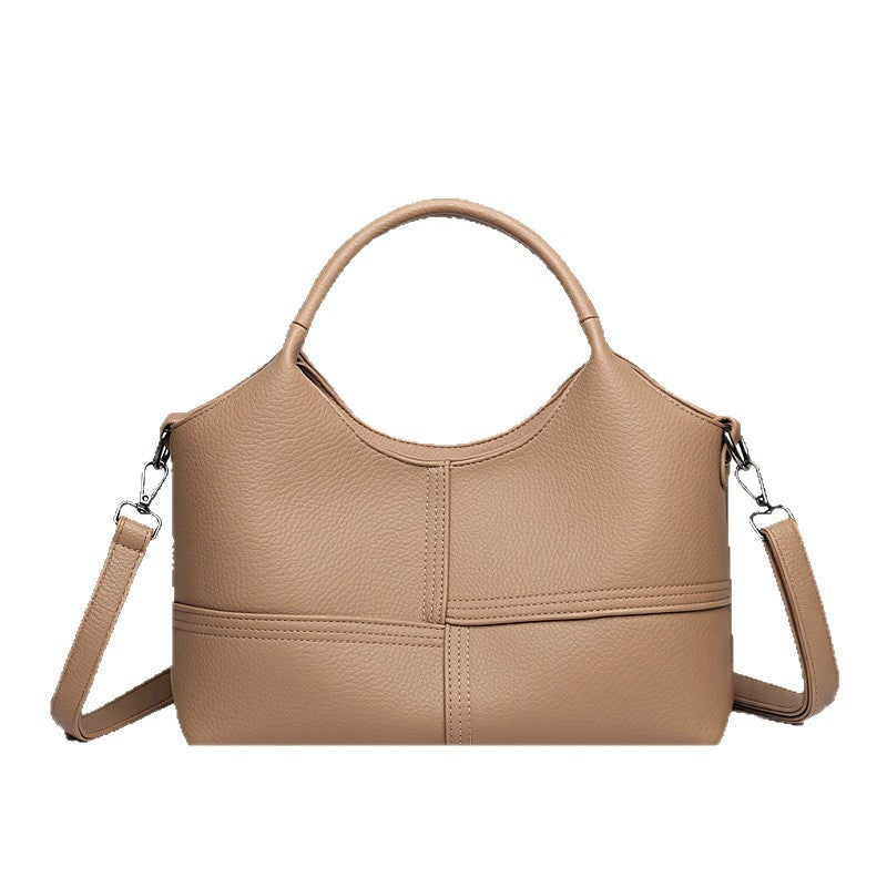 Soft Leather Commuter Tote Crossbody Bag