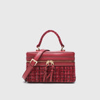 Canvas Leather Mini Box Crossbody Handbag