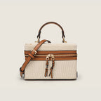 Canvas Leather Mini Box Crossbody Handbag
