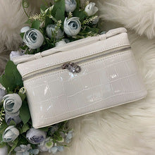 Genuine Leather Crocodile Embossed Cosmetic Handbag