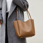 Women's Soft Leather Bucket Shoulder Bag