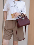 Premium Cowhide Kelly Style Shoulder Handbag
