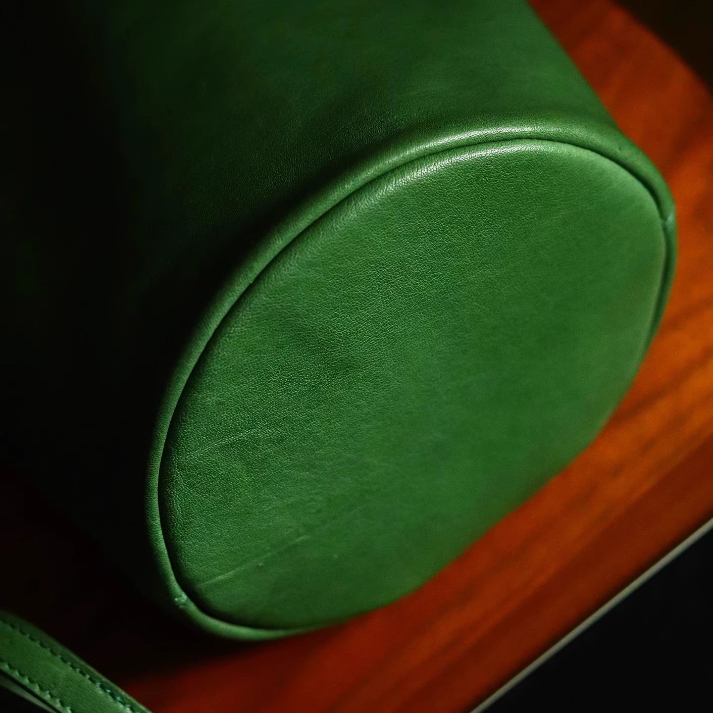 Stylish Green Faux Leather Bucket Shoulder Bag