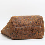 Cowhide Embossed Floral Leather Tote Bag