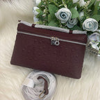Genuine Leather Ostrich Pattern Box Handbag