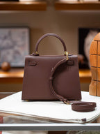 Premium Leather Kelly Style Shoulder Crossbody Handbag