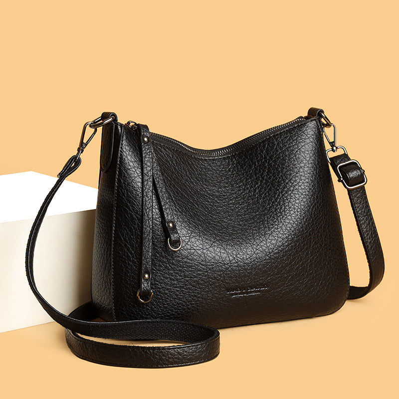 Vintage Faux Leather Commuter Shoulder Bag