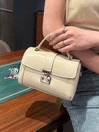 Elegant Leather Box Handbag Shoulder Crossbody Bag
