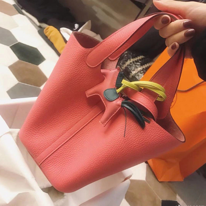 Premium Togo Leather Bucket Handbag