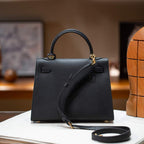Premium Leather Kelly Style Shoulder Crossbody Handbag