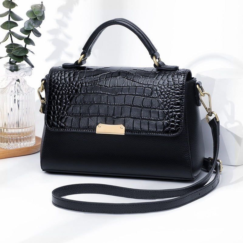 Genuine Leather Croc Embossed Handbag