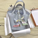 Women's Pebbled Leather Bucket Handbag
