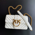 Genuine Leather Quilted Love Birds Crossbody Bag
