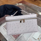 Genuine Leather Ostrich Pattern Box Handbag