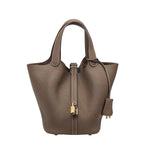 Women's Pebbled Leather Bucket Handbag
