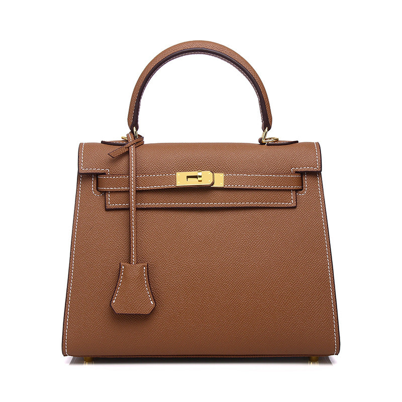 Orange Leather Kelly Top Handle Bag