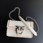 Genuine Leather Quilted Love Birds Crossbody Bag