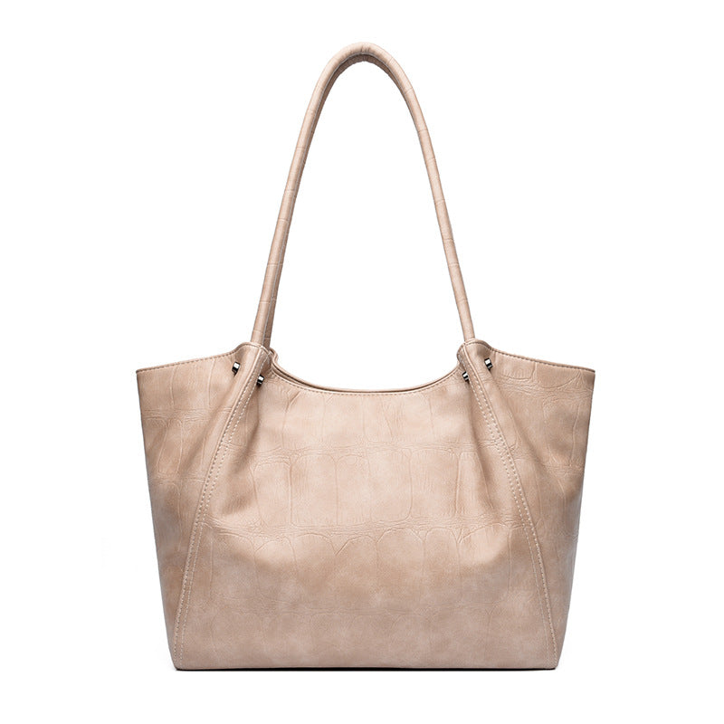 Elegant Commuter Tote Bag Stone Pattern Leather