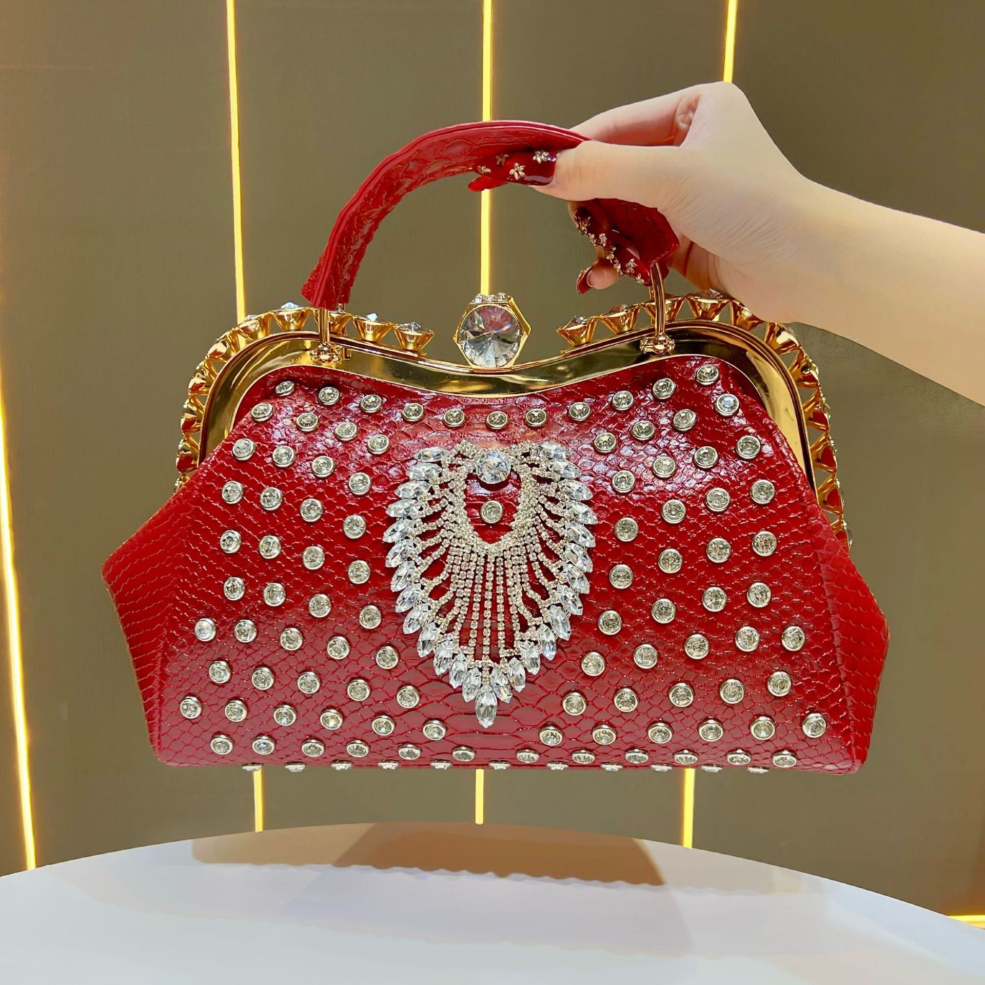 Women's Luxury Crystal Evening Clutch Bag