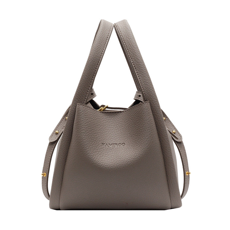 Soft Faux Leather Bucket Tote Bag