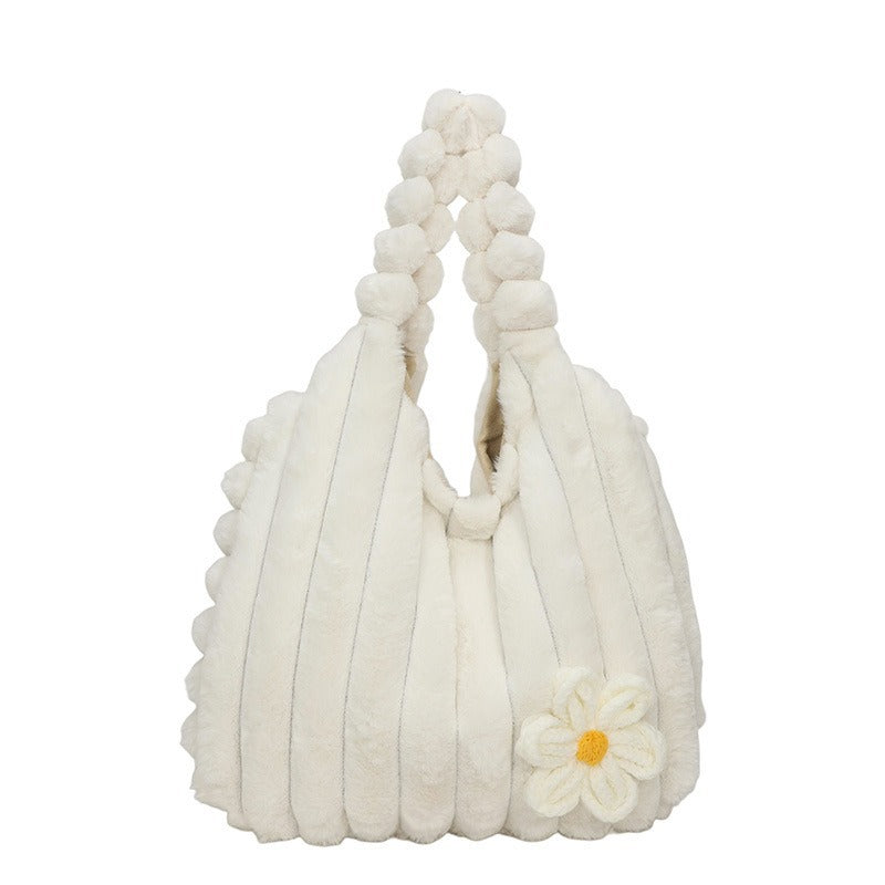 Soft Plush Daisy Tote Bag