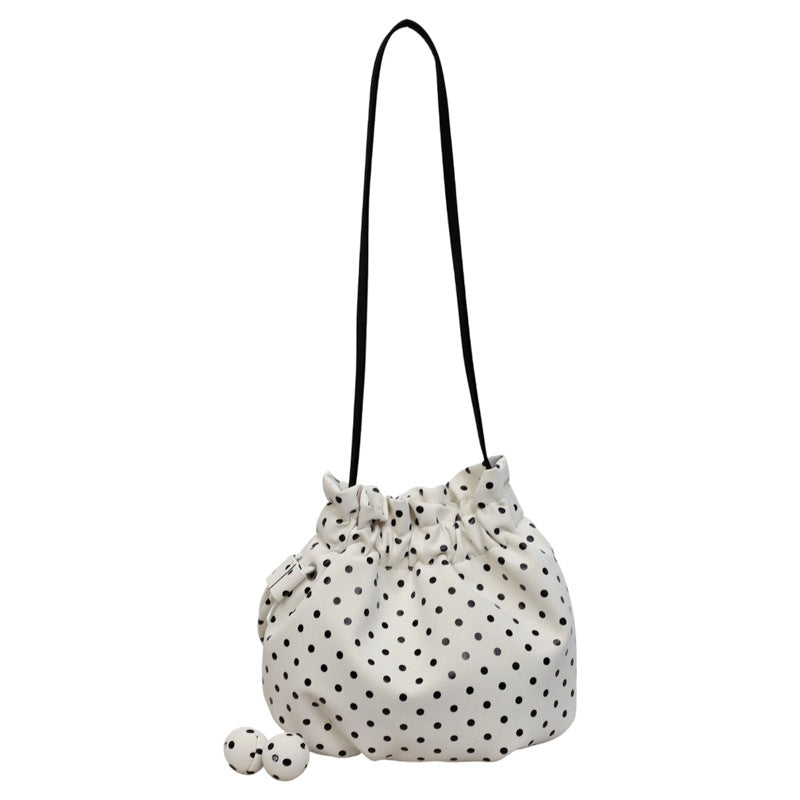 Stylish Polka Dot Drawstring Handbag
