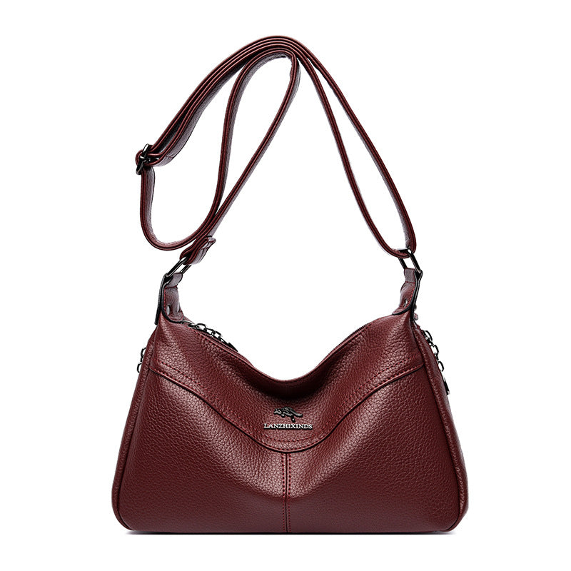 Soft Leather Lightweight Large Capacity Crossbody Bag