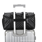 Quilted Leather Travel Duffel Bag Shoe Compartment