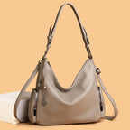 Versatile Soft Leather Tote Crossbody Shoulder Bag