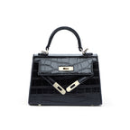 Women's Croc Embossed Genuine Leather Mini Handbag