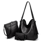 Stylish Women's Soft Leather Handbag Trio