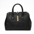 Luxury Leather Crocodile Embossed Women's Tote Handbag