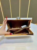 Elegant White Glossy Clutch Shoulder Bag