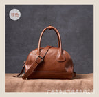 Vegetable Tanned Leather Bowling Shoulder Handbag