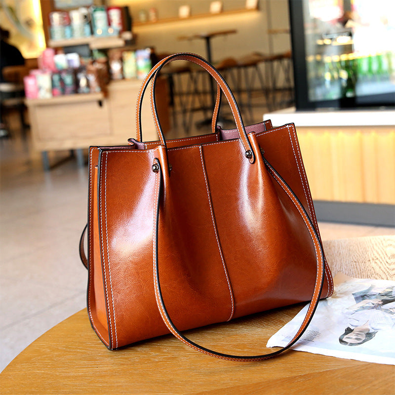Genuine Leather Vintage Large Capacity Tote Bag