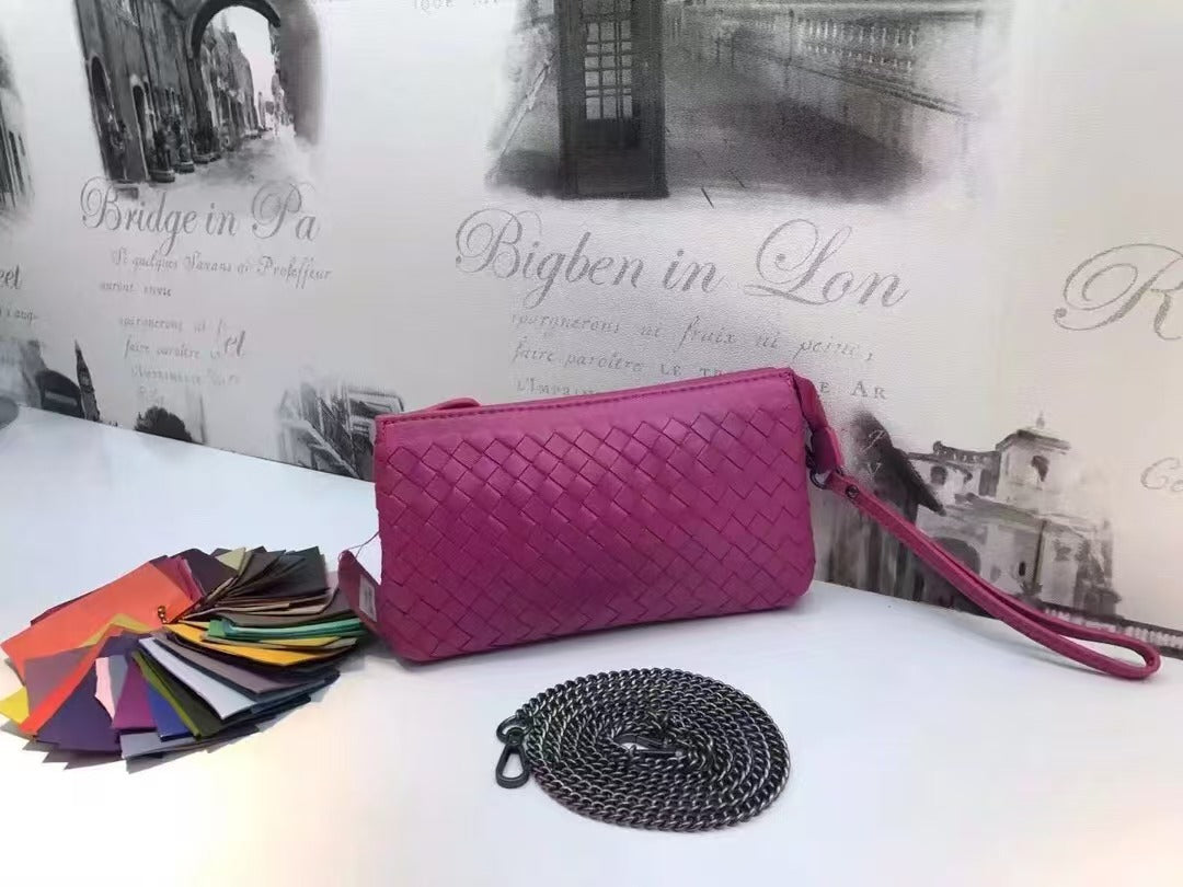 Genuine Leather Woven Clutch Shoulder Bag