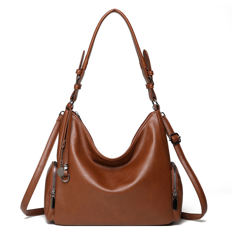 Versatile Soft Leather Tote Crossbody Shoulder Bag