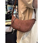 Matin Kim Suede Crescent Shoulder Crossbody Handbag