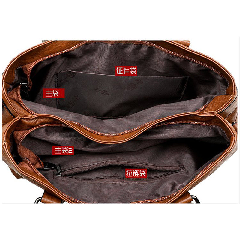 Soft Synthetic Leather Multi-Pocket Tote Bag