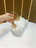 Elegant Pleated Evening Handbag with Crystals