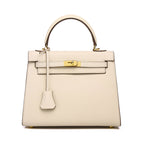 Orange Leather Kelly Top Handle Bag