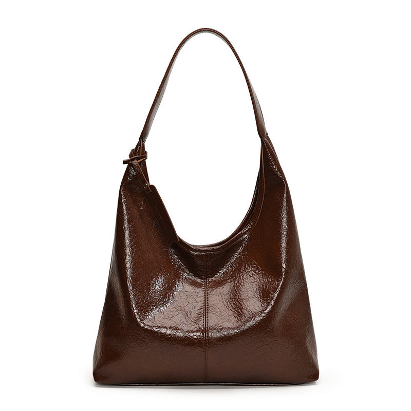 Soft Glossy Shoulder Bag Large Capacity