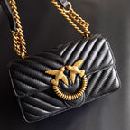 Genuine Leather Quilted Love Birds Crossbody Bag