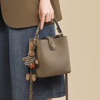 Premium Genuine Leather Bucket Crossbody Bag