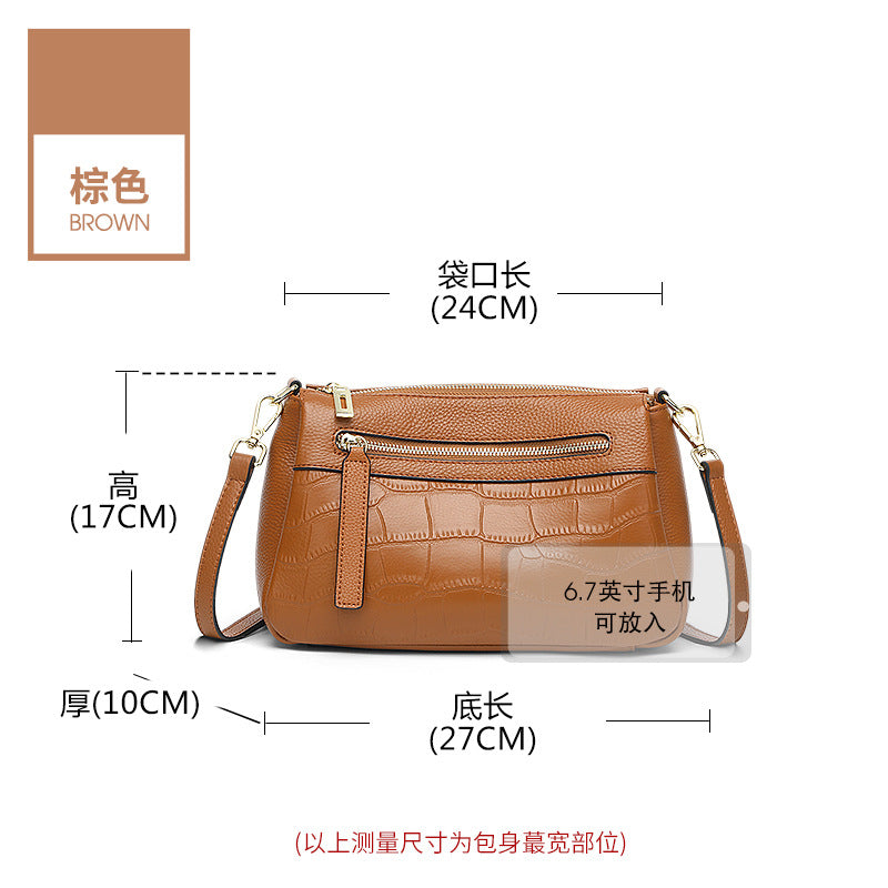 Genuine Leather Croc Embossed Multi-Compartment Bag