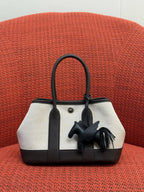 Mini Canvas Leather Garden Tote Handbag