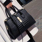Luxury Leather Crocodile Embossed Women's Tote Handbag
