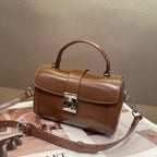 Elegant Leather Box Handbag Shoulder Crossbody Bag