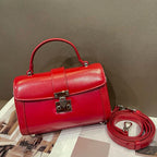 Elegant Leather Box Handbag Shoulder Crossbody Bag