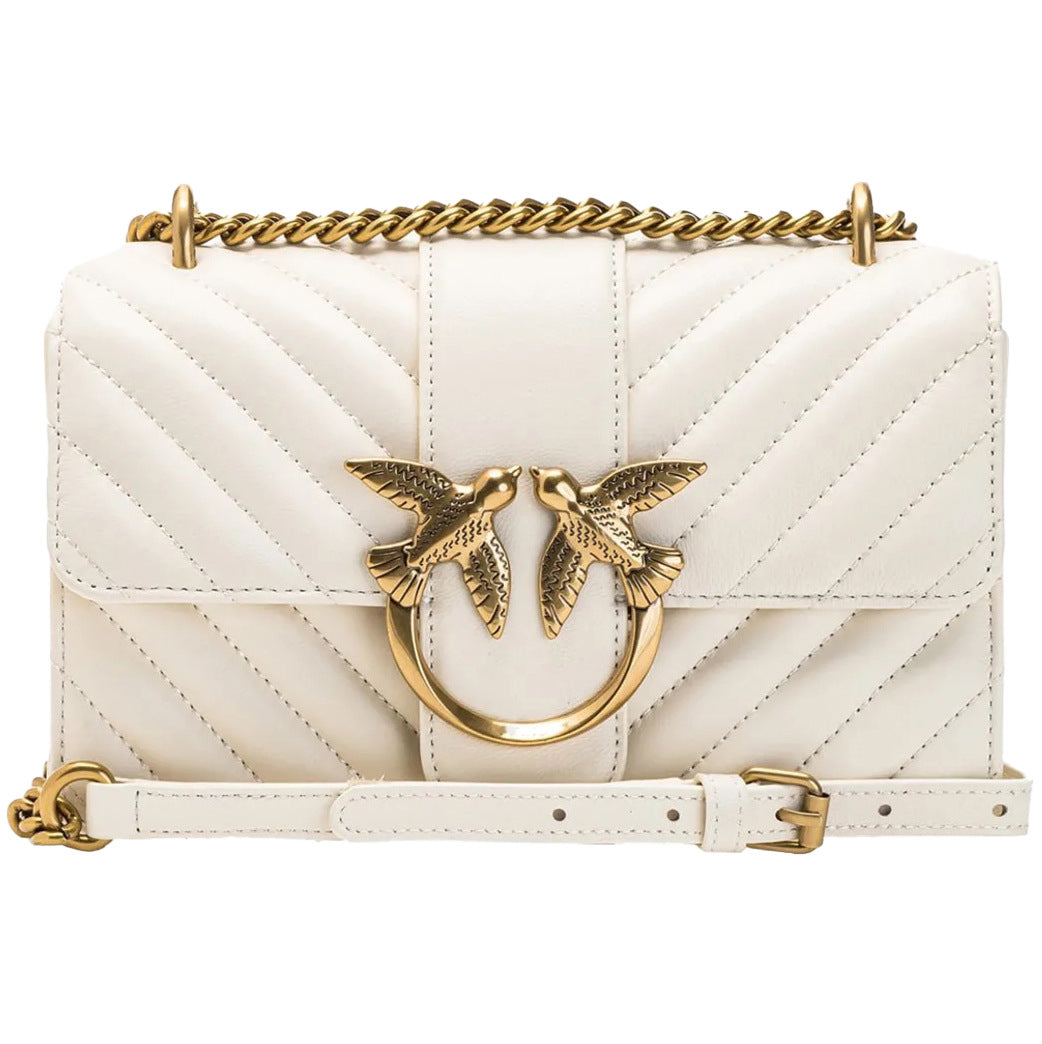 Genuine Leather Quilted Love Birds Crossbody Bag